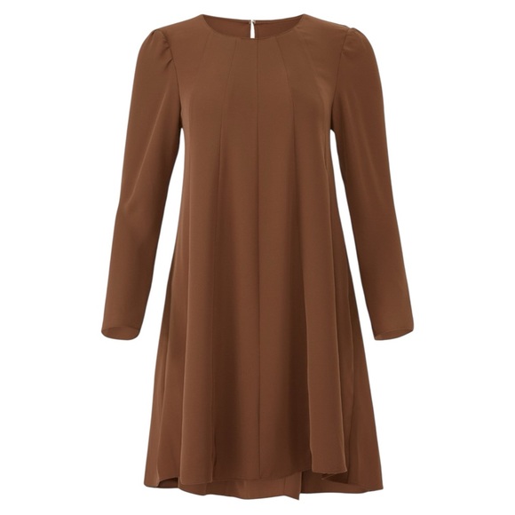 Amanda Uprichard Brown Wendy Dress Plus Size 1X Swing Long Sleeve Fall Corporate - Picture 1 of 13